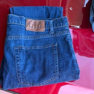 Michael Strahan Dark/light Blue Denim Jeans w/Leather Patch Straight fit 36x30